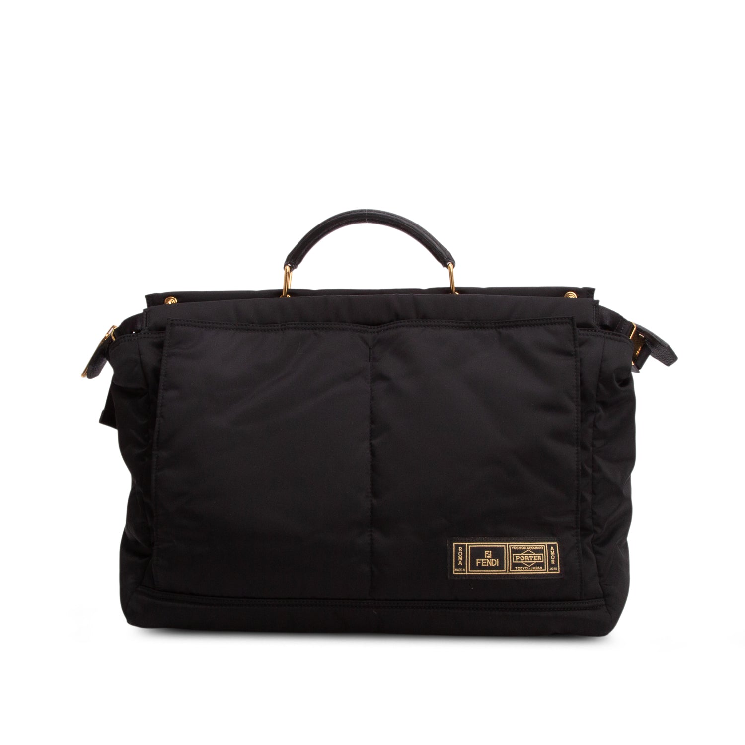 Fendi x Porter Black Nylon Peekaboo Briefcase w/ Strap