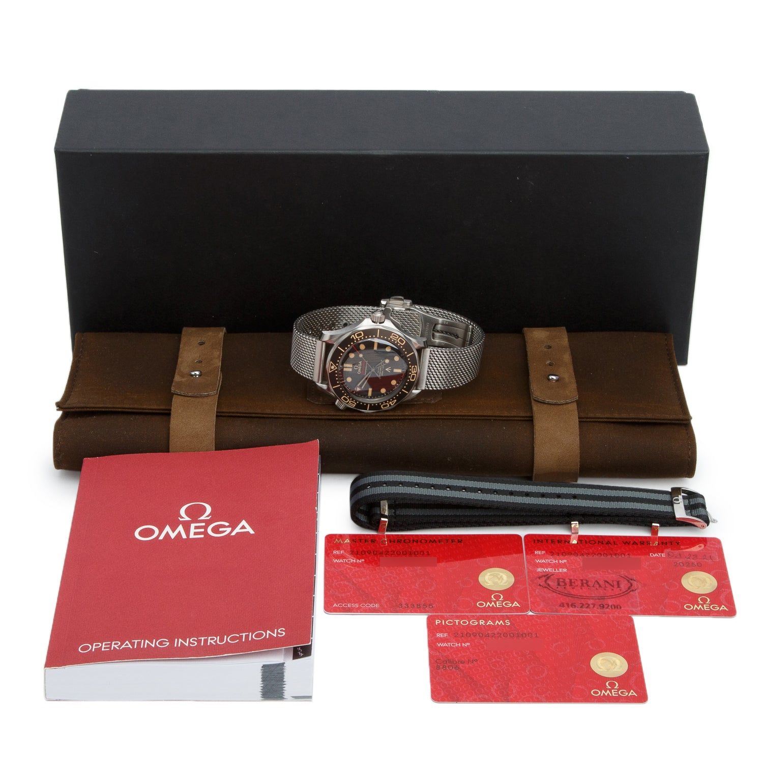 Omega 2021 007 Edition Titanium Seamaster Diver 300m Co-Axial Master Chronometer 42 MM Automatic Watch Brown Dial w/ Box, Papers & Extra Strap