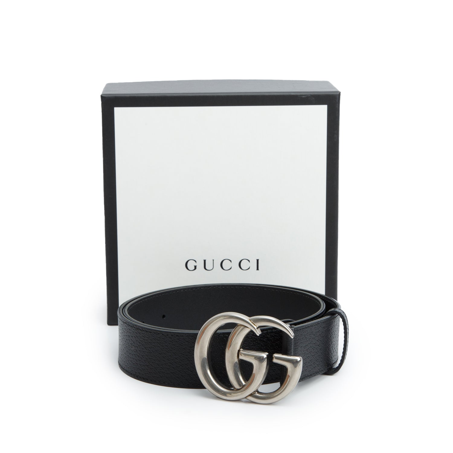 Gucci Black GG Marmont Wide Leather Belt 85 34 w/ Box