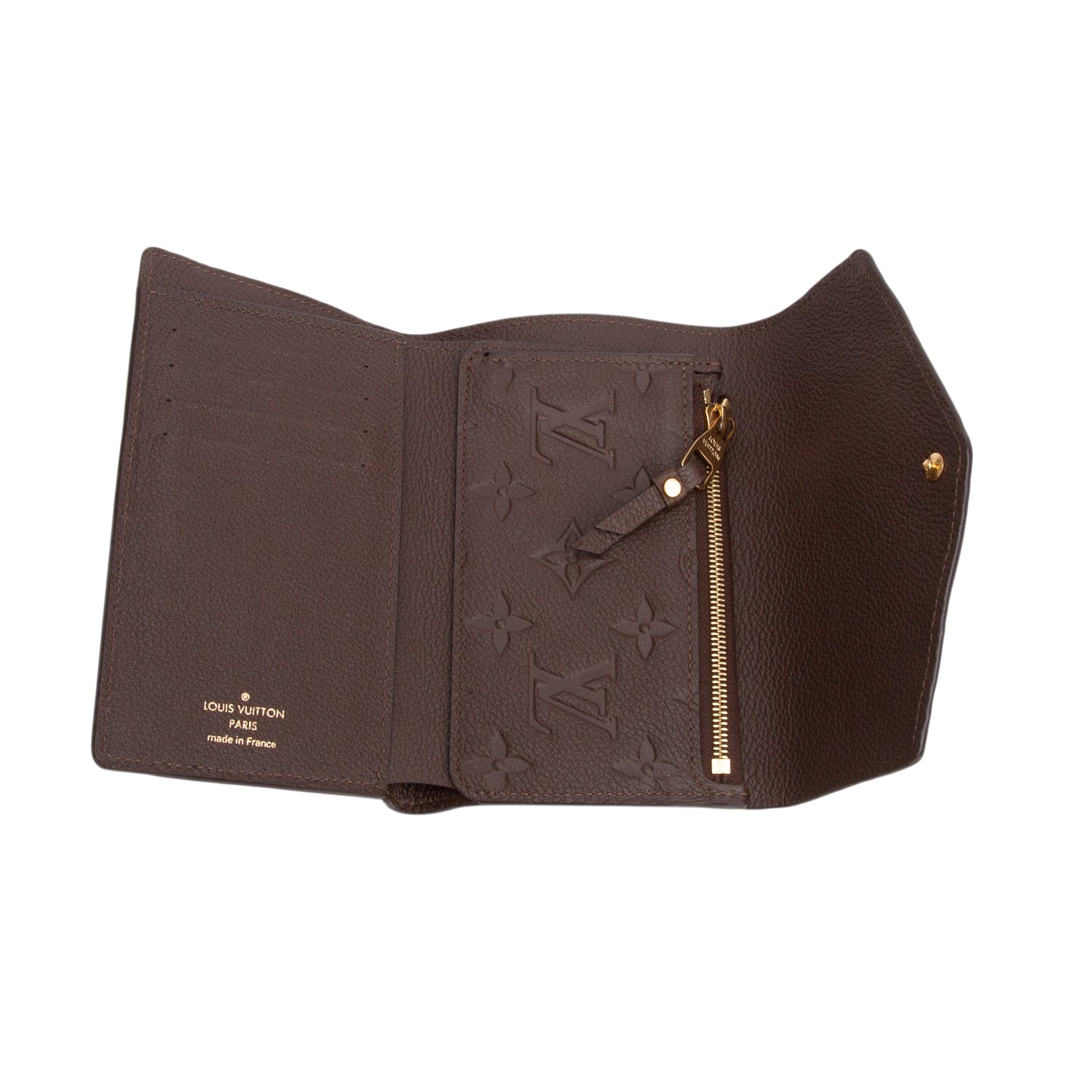 Louis Vuitton Brown Monogram Empreinte Leather Curieuse Compact Wallet w/ Box