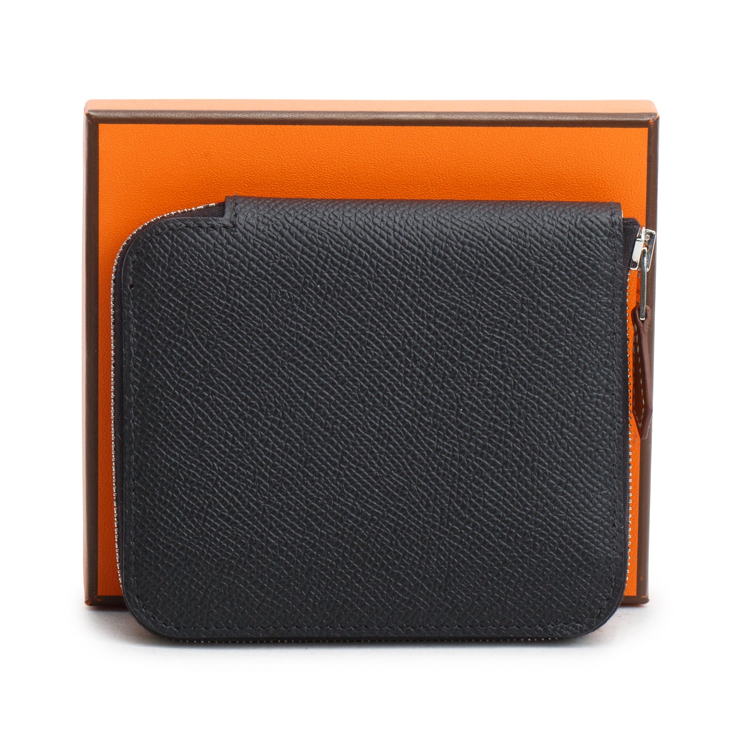 Hermes 2025 Noir Epsom Leather Silk'In Compact Wallet w/ Box