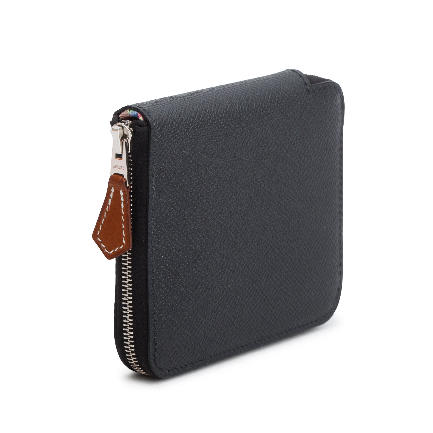 Hermes 2025 Noir Epsom Leather Silk'In Compact Wallet w/ Box