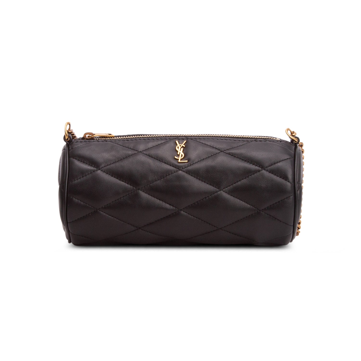 Saint Laurent 2022 Black Quilted Lambskin Leather Mini Sade Tube Bag w/ Box
