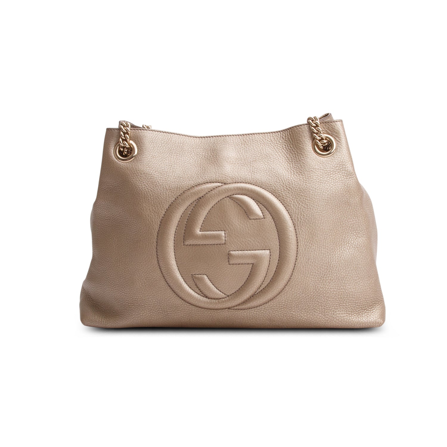 Gucci Gold Grained Leather Medium Soho Chain Tote