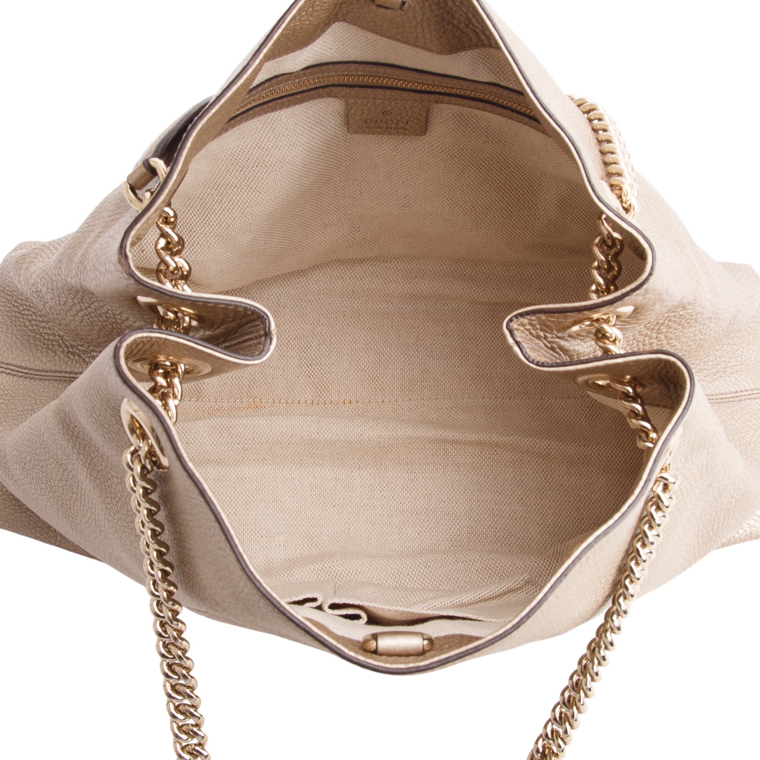Gucci Gold Grained Leather Medium Soho Chain Tote