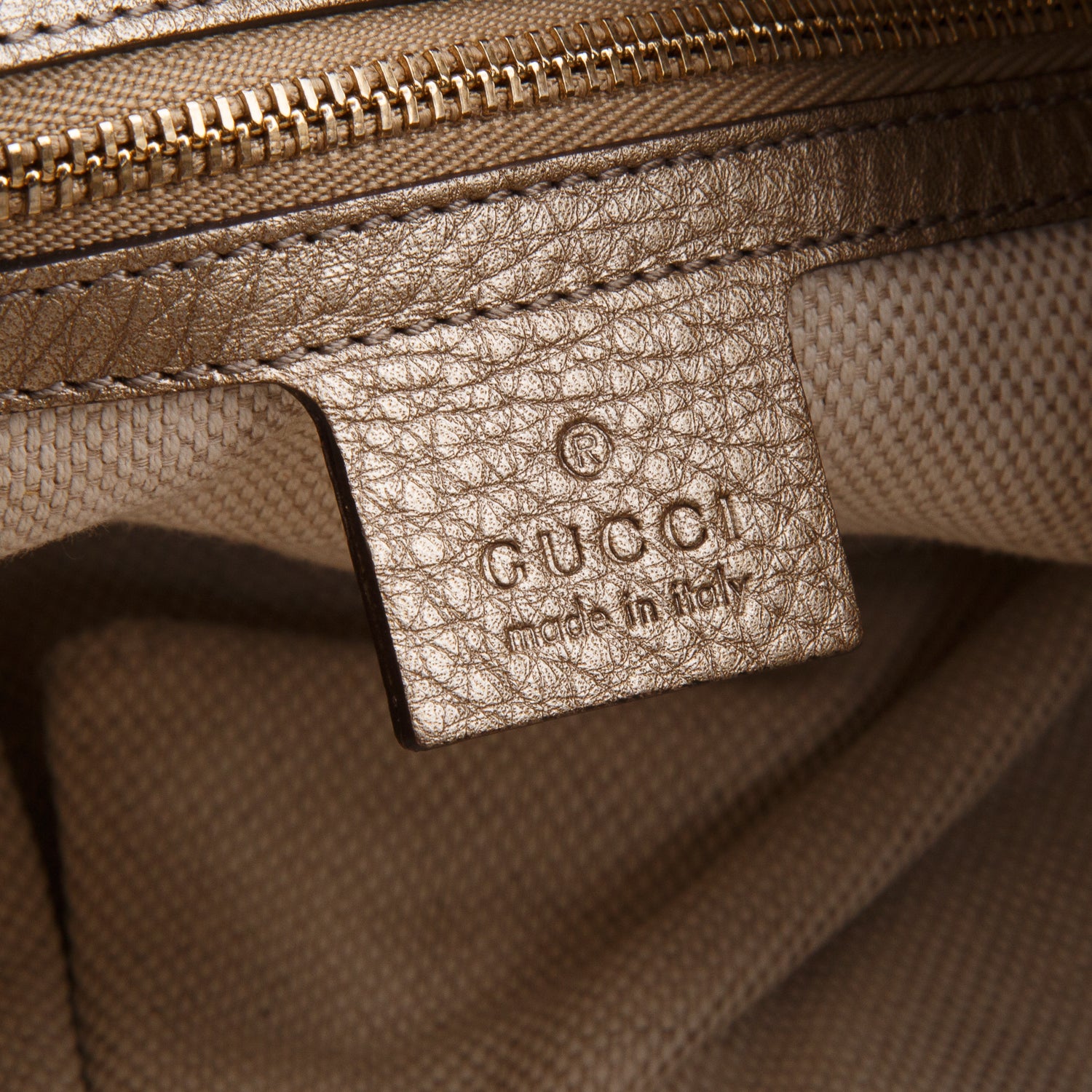 Gucci Gold Grained Leather Medium Soho Chain Tote