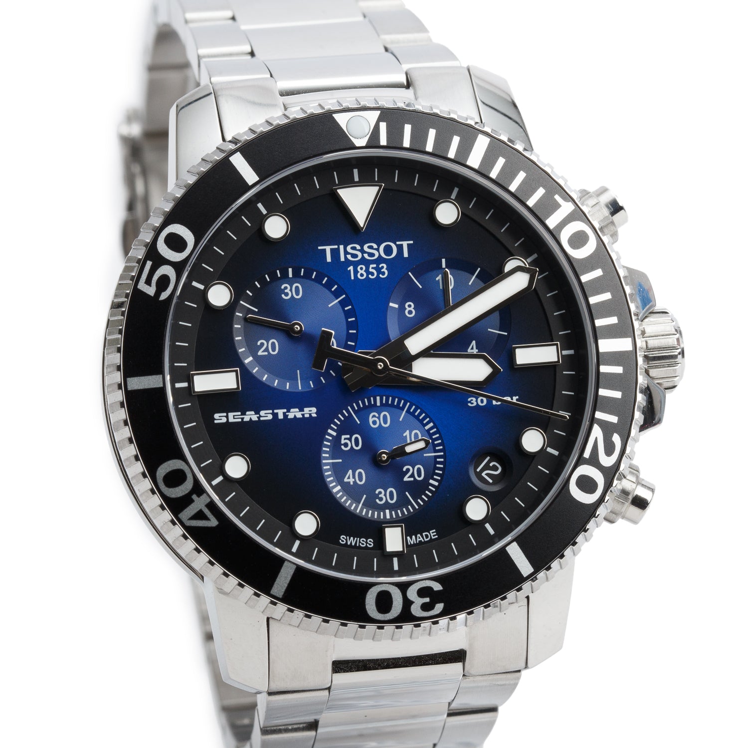 Tissot Stainless Steel Seastar 1000 Powermatic 80 43 MM Automatic Watch Blue Dial w/ Box & Papers