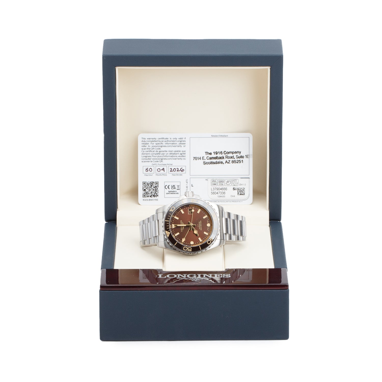 Longines 2026 Stainless Steel HydroConquest 43 MM GMT Automatic Watch Brown Dial w/ Box & Papers
