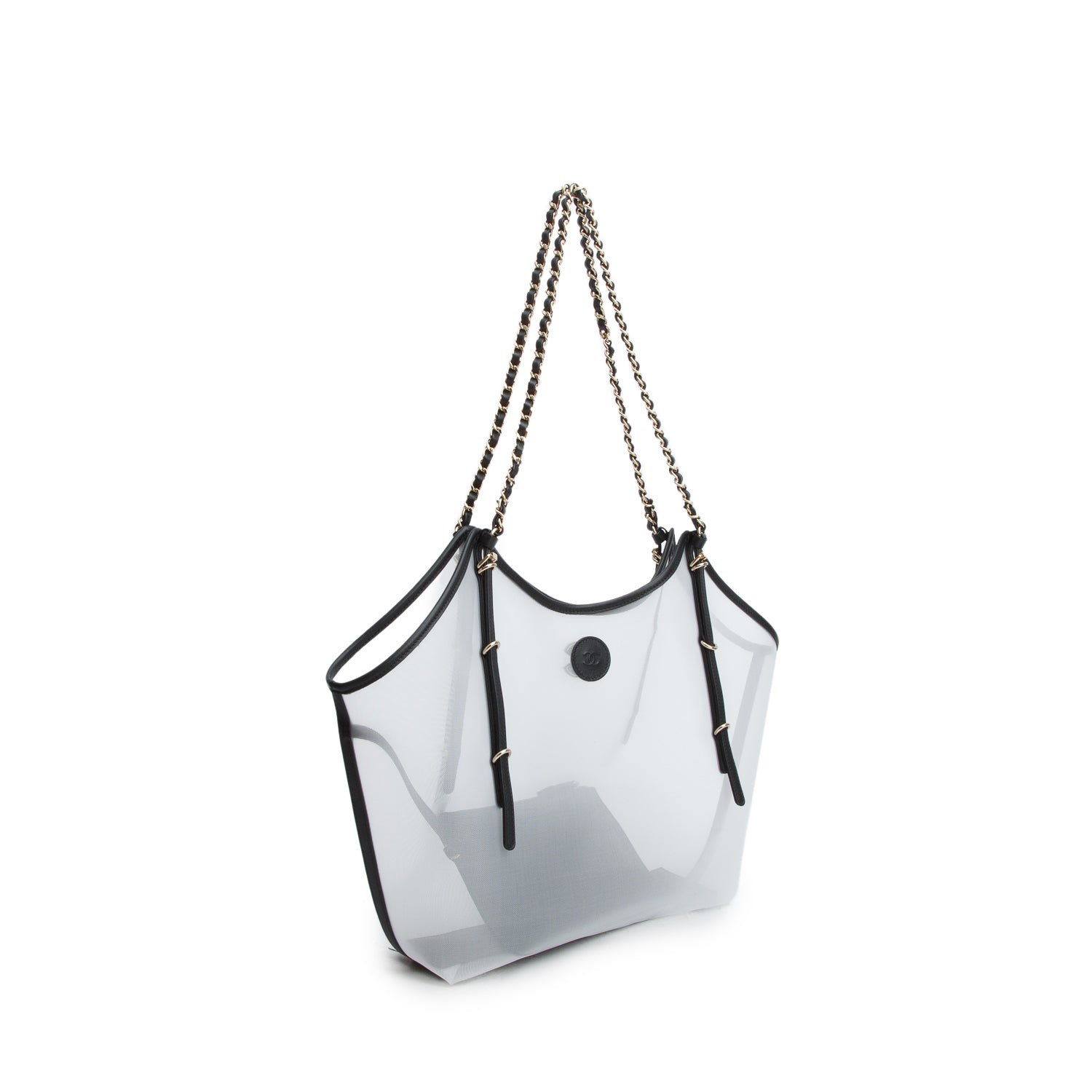 Chanel 2026 White Mesh & Calfskin Medium Shopping Bag w/ Box & Pouch