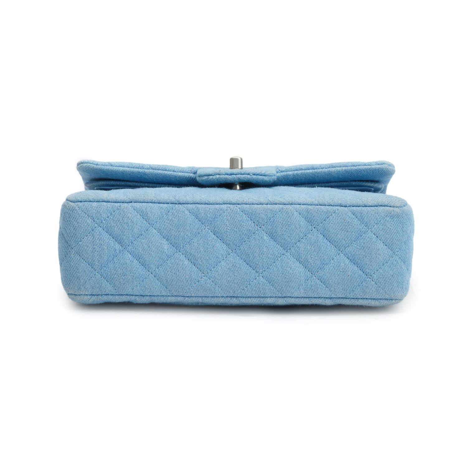 Chanel Blue Denim Quilted Small Double Flap Bag w/ Box