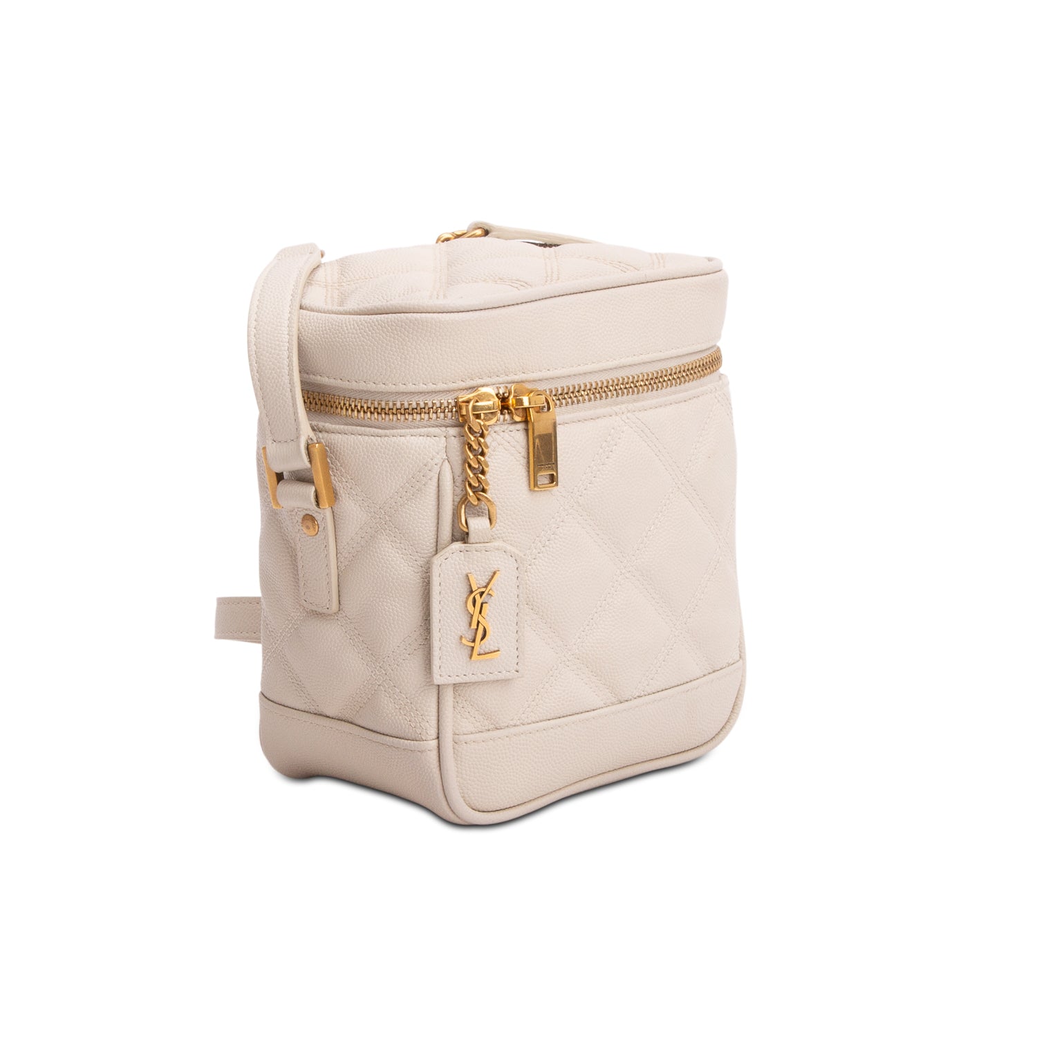 Saint Laurent 2020 Cream Grain de Poudre Quilted 80's Vanity Bag