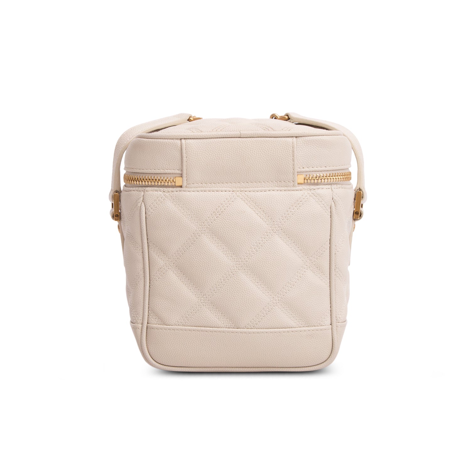 Saint Laurent 2020 Cream Grain de Poudre Quilted 80's Vanity Bag