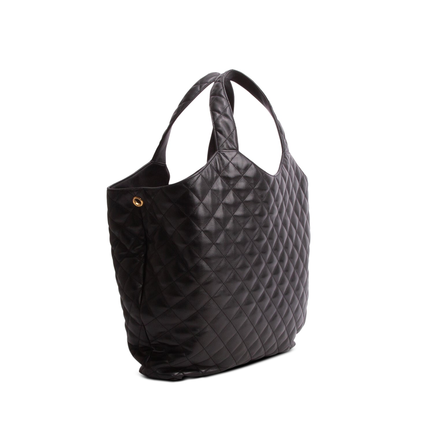 Saint Laurent 2022 Black Lambskin Quilted Maxi Icare Shopping Tote w/ Box & Pouch