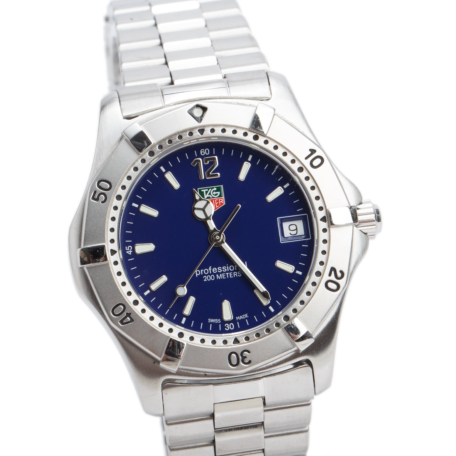 Tag Heuer Stainless Steel 2000 Professional 200M 38 MM Quartz Watch Blue Dial WK1113 w/ Box & Papers
