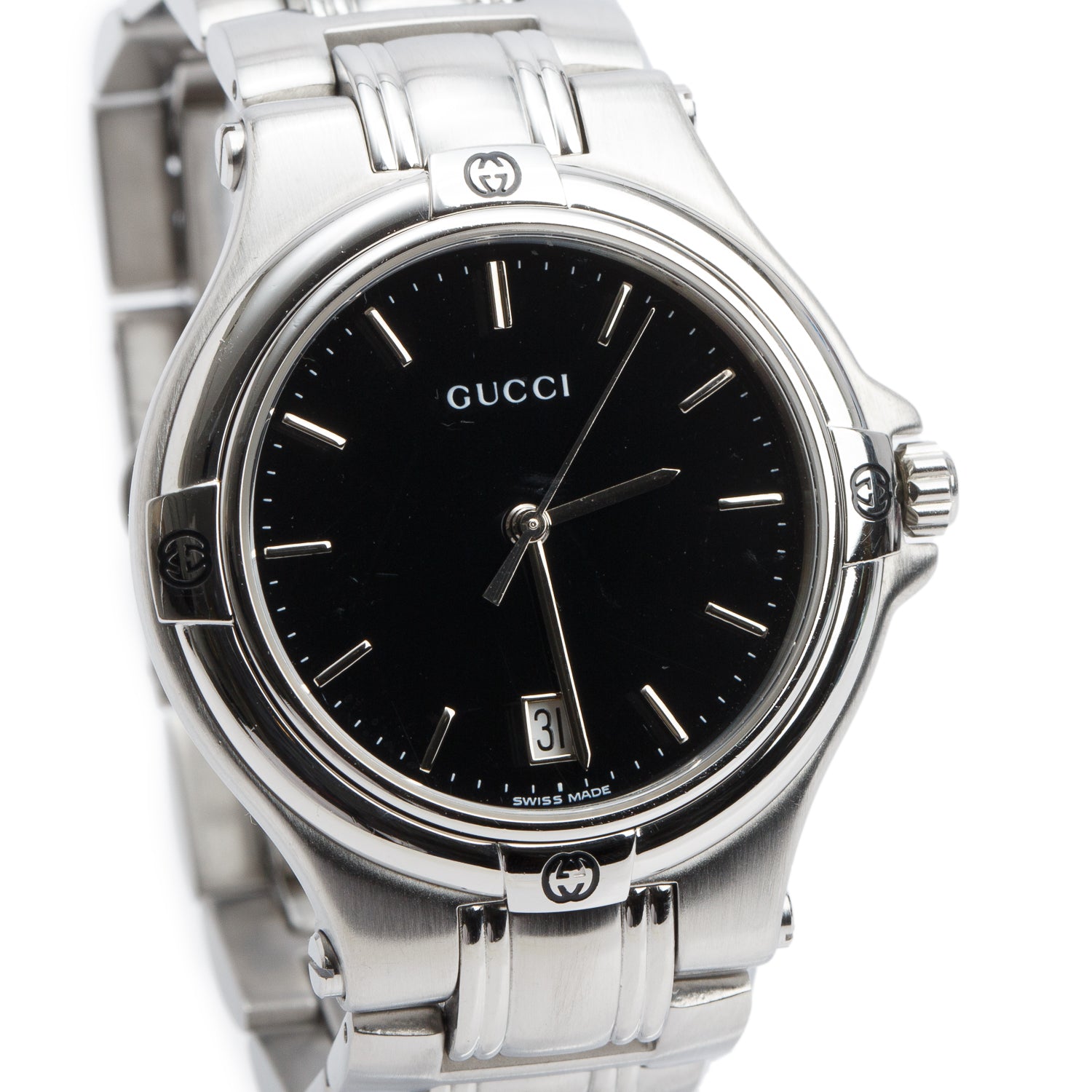 Gucci Stainless Steel 9040M Series 35 MM Quartz Watch Black Dial