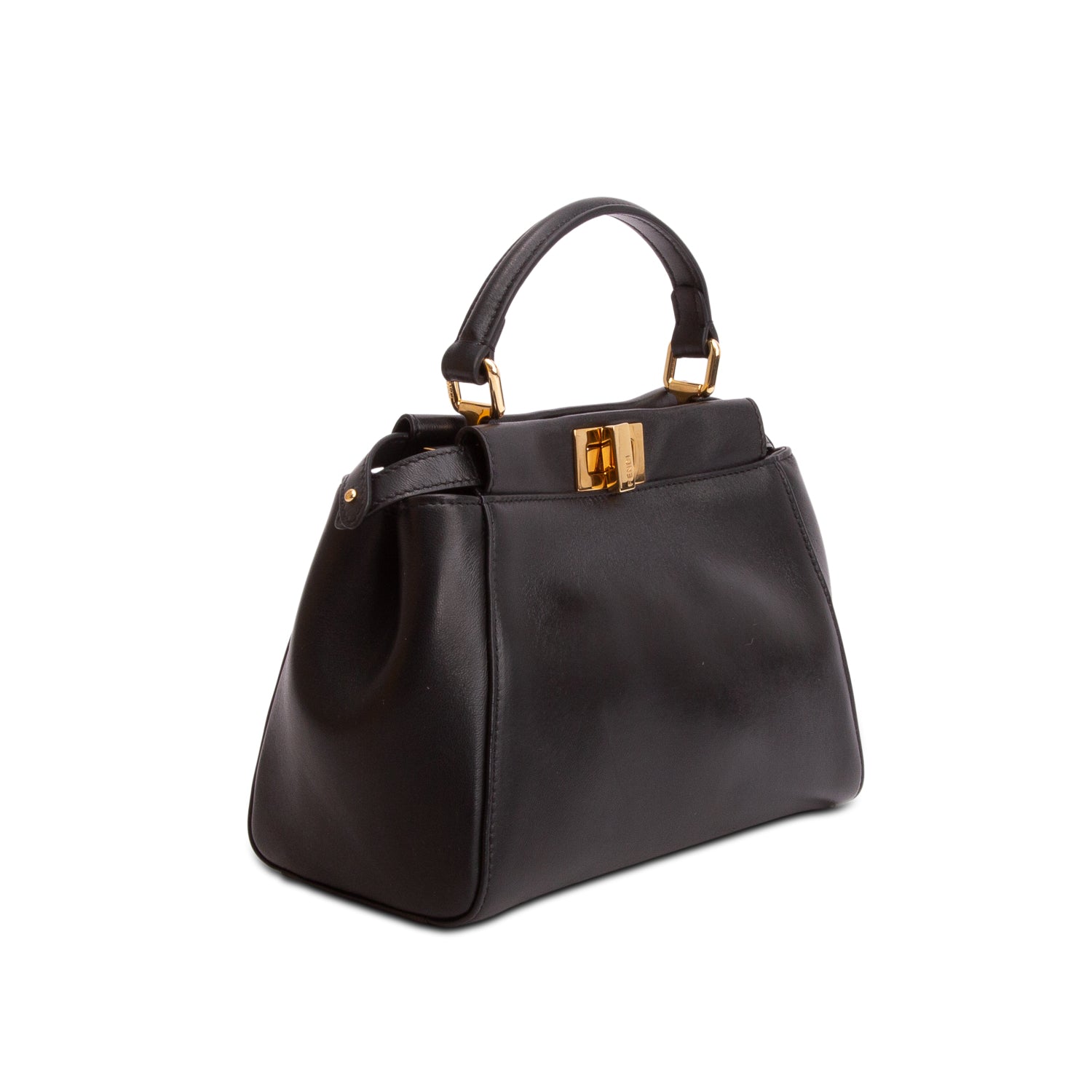 Fendi 2022 Black Lambskin Mini Peekaboo Bag w/ Box, Receipt & Strap