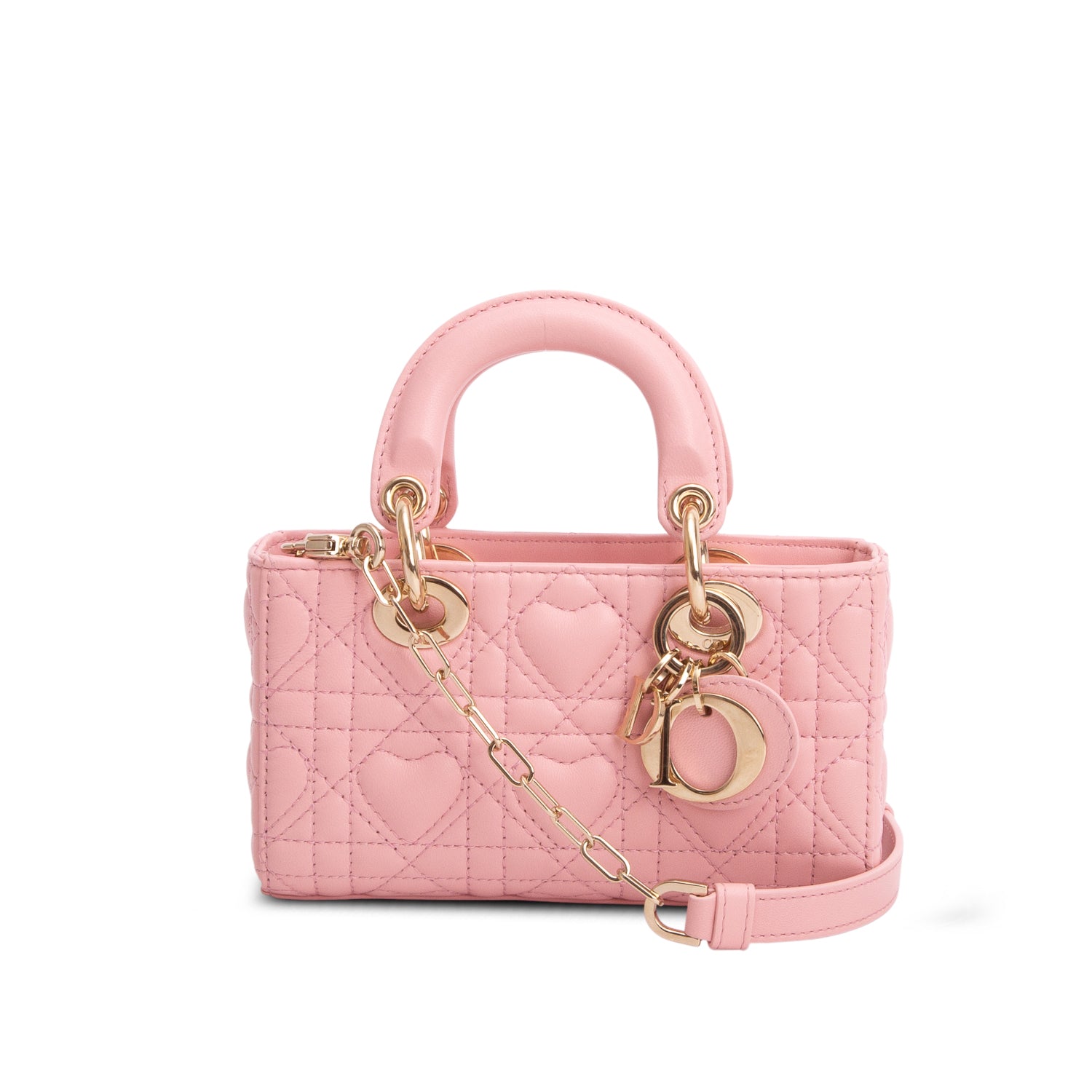 Christian Dior 2023 Pink Lambskin Cannage Amour Micro Lady D-Joy w/ Box & Straps