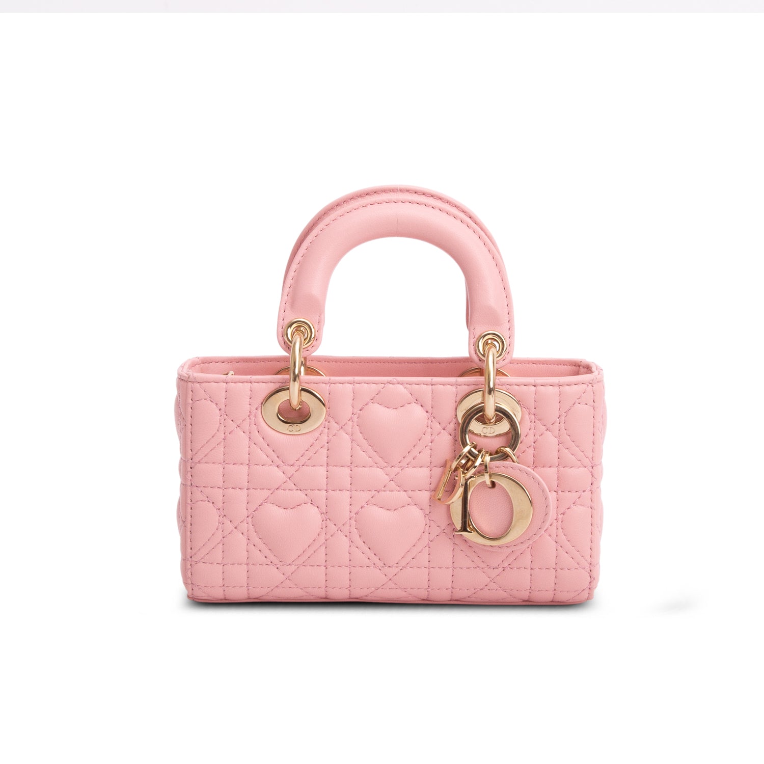 Christian Dior 2023 Pink Lambskin Cannage Amour Micro Lady D-Joy w/ Box & Straps