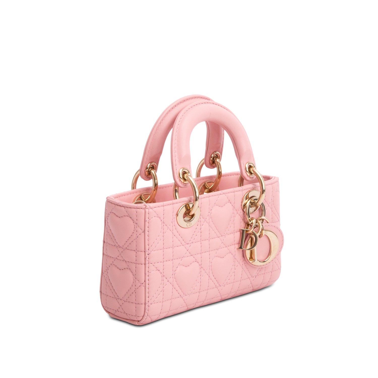 Christian Dior 2023 Pink Lambskin Cannage Amour Micro Lady D-Joy w/ Box & Straps