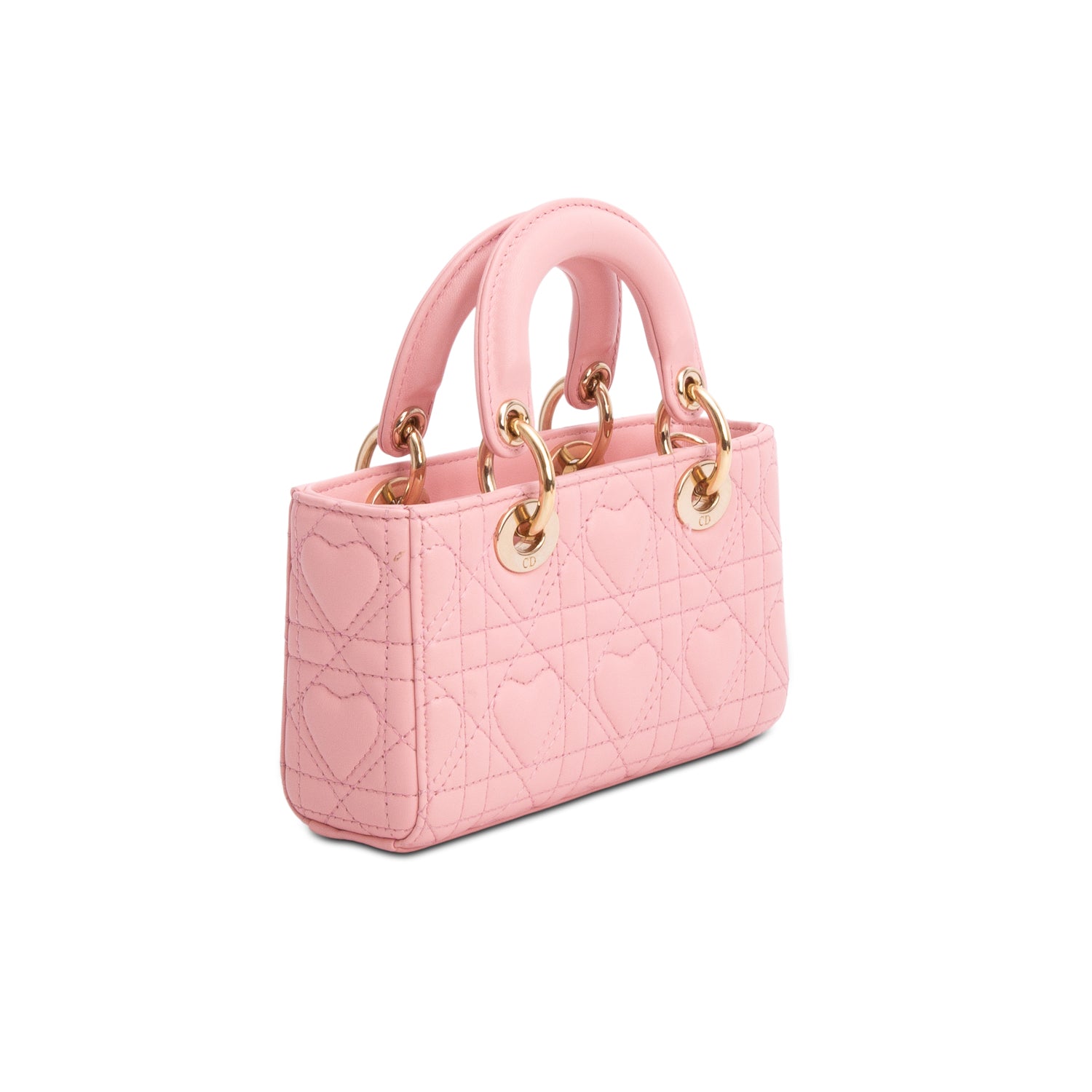 Christian Dior 2023 Pink Lambskin Cannage Amour Micro Lady D-Joy w/ Box & Straps