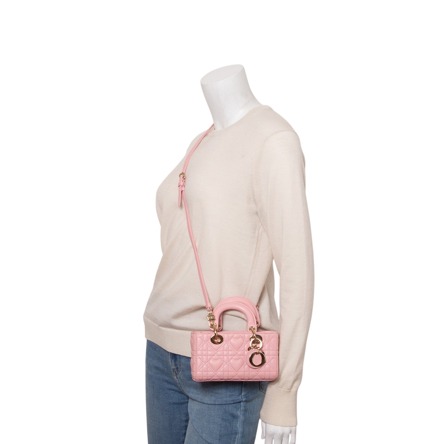 Christian Dior 2023 Pink Lambskin Cannage Amour Micro Lady D-Joy w/ Box & Straps
