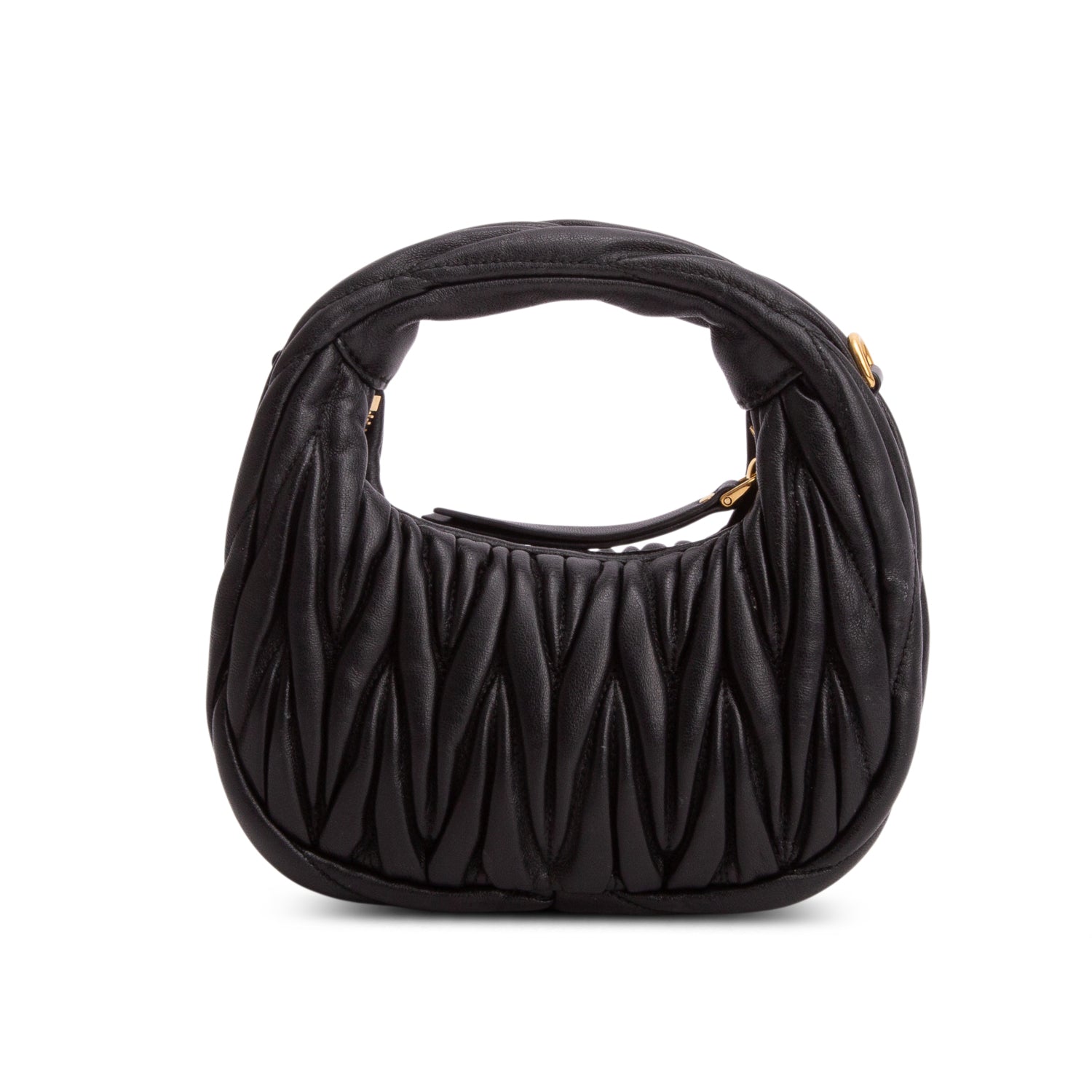 Miu Miu Black Nappa Matelasse Mini Wander Hobo