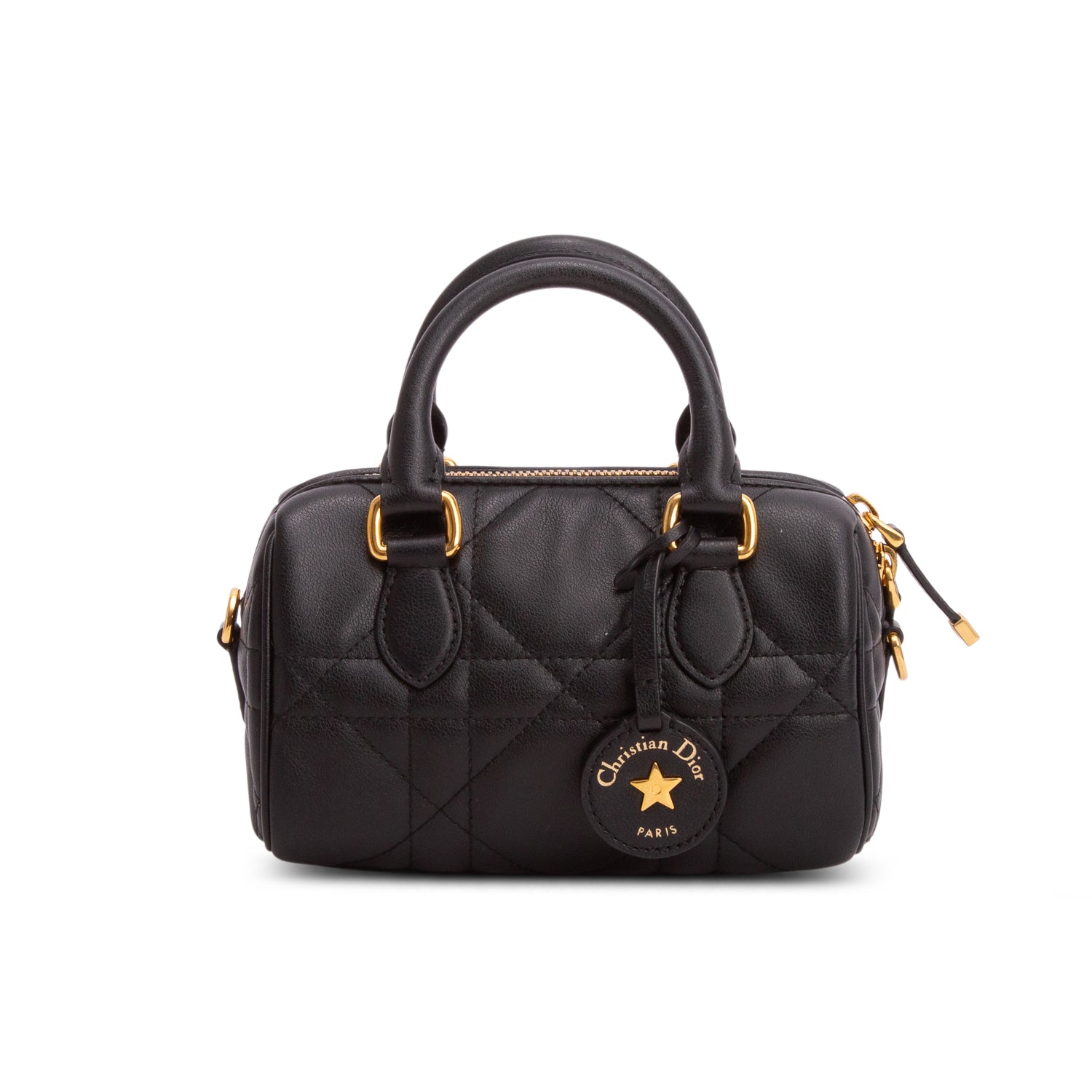 Christian Dior 2024 Black Calfskin Macrocannage Groove 17 Bag w/ Box & Strap