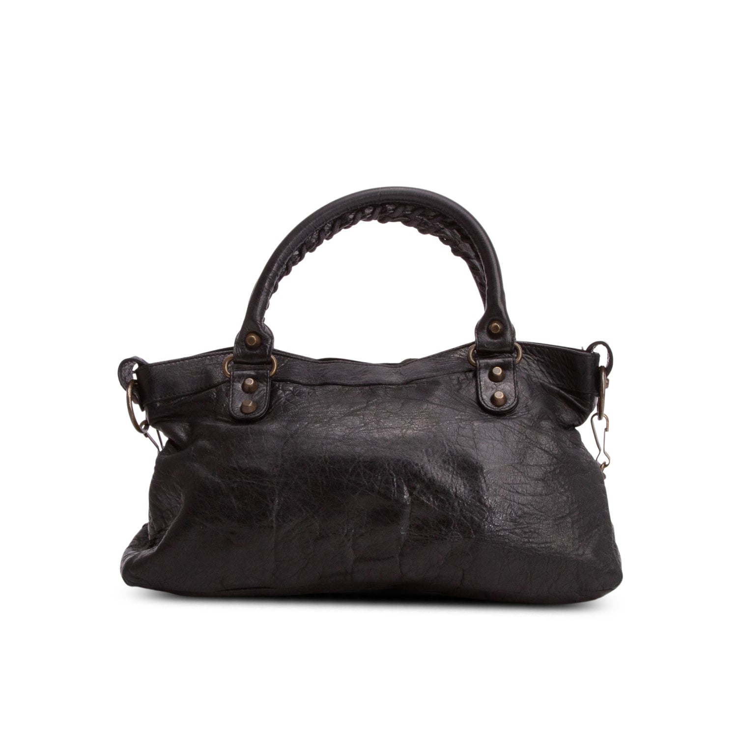 Balenciaga Black Agneau Classic Hardware First Bag w/ Strap