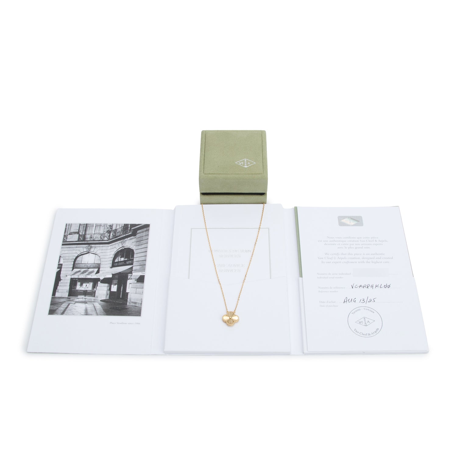 Van Cleef & Arpels 2025 18k Yellow Gold Vintage Alhambra Guilloche Pendant Necklace w/ Box & Certificate