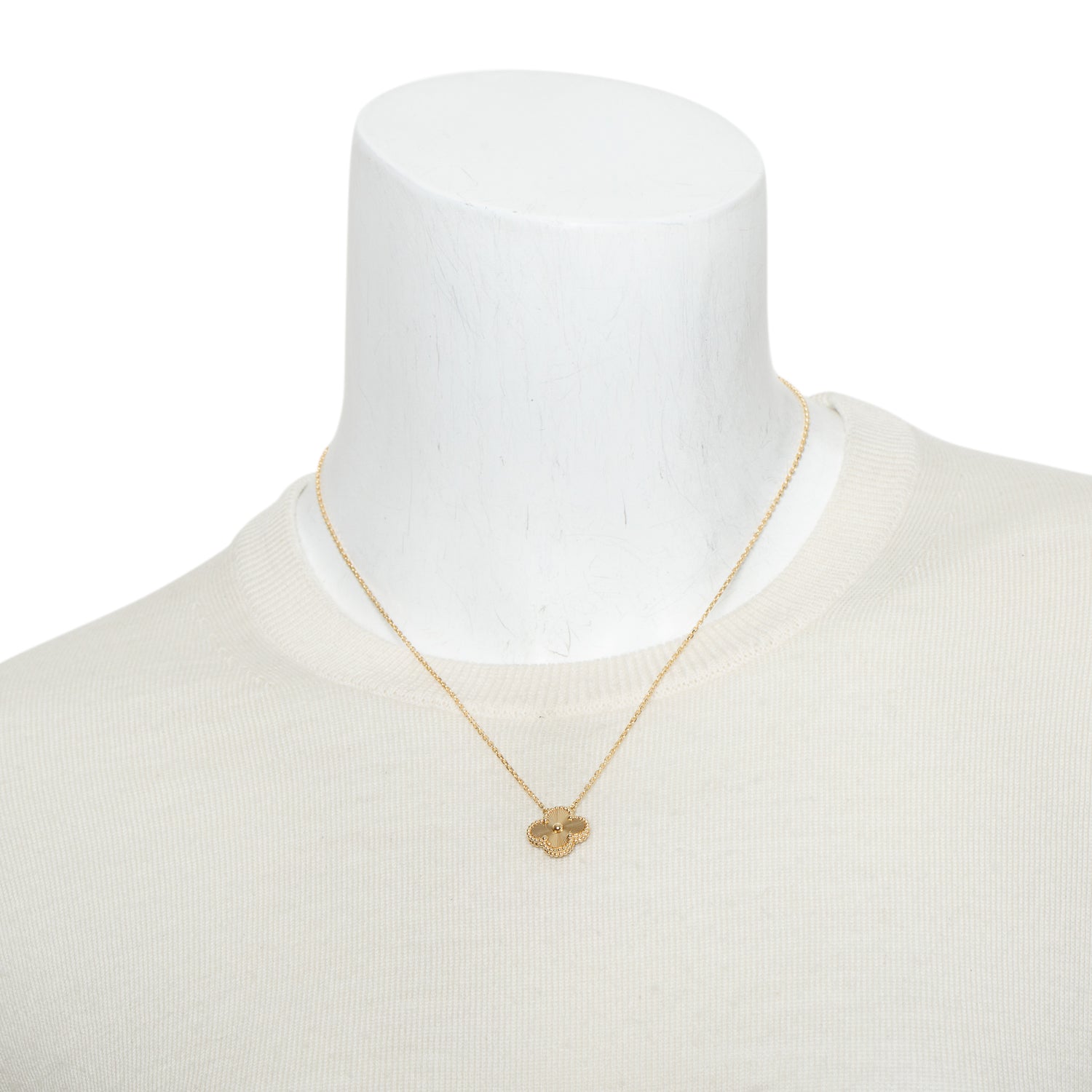 Van Cleef & Arpels 2025 18k Yellow Gold Vintage Alhambra Guilloche Pendant Necklace w/ Box & Certificate