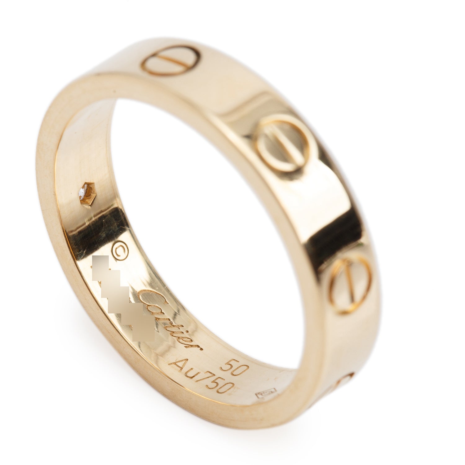 Cartier 18k Yellow Gold 1 Diamond 4 MM Love Wedding Band Ring, Size 50 5.25 w/ Box & Certificate