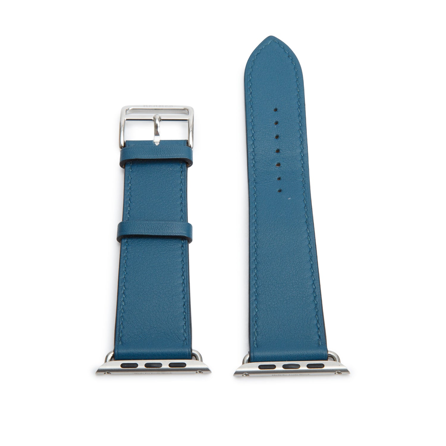 Hermes x Apple Blue Swift Leather Single Tour 42 MM Watch Strap w/ Box