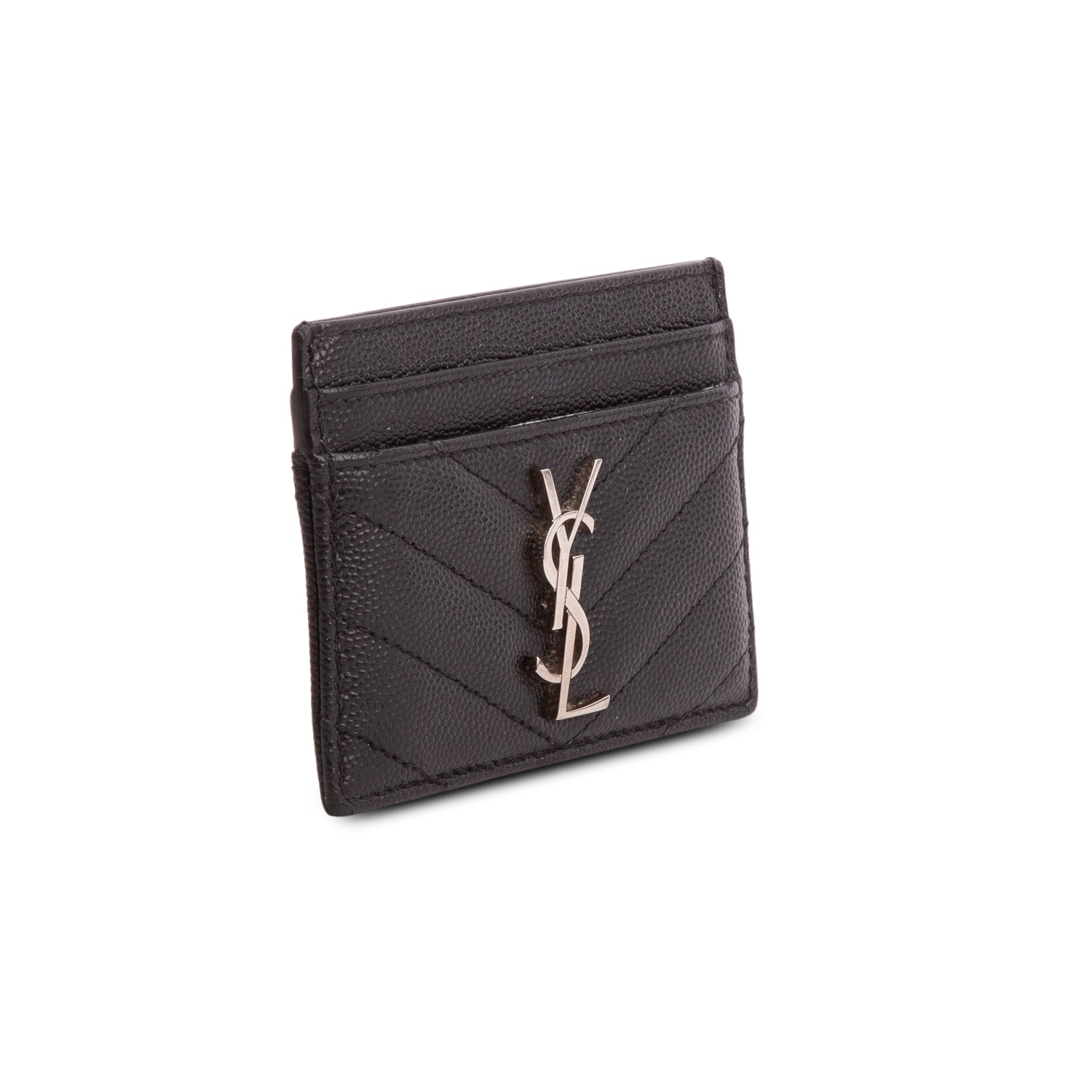 Saint Laurent 2020 Black Grain de Poudre Cassandre Matelasse Card Case