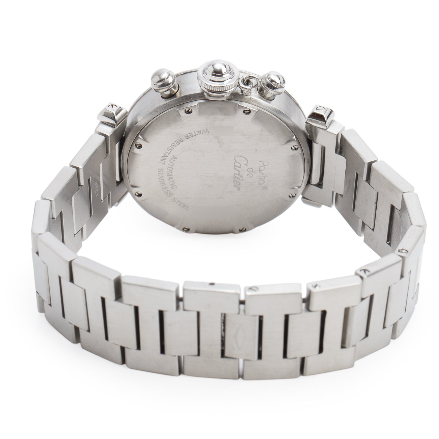 Cartier Stainless Steel Diamond Bezel Pasha C 36 MM Automatic Chronograph Watch 2412
