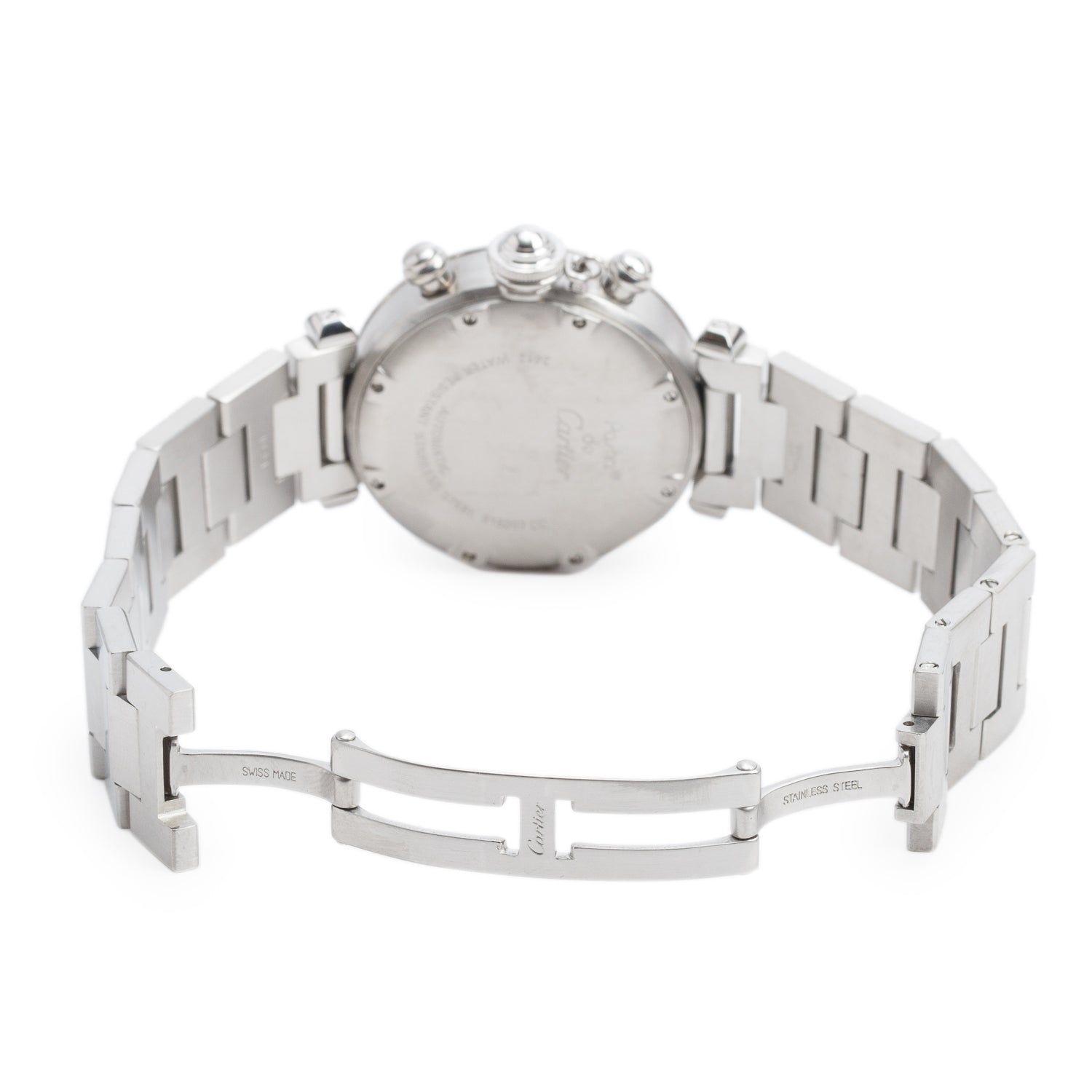 Cartier Stainless Steel Diamond Bezel Pasha C 36 MM Automatic Chronograph Watch 2412