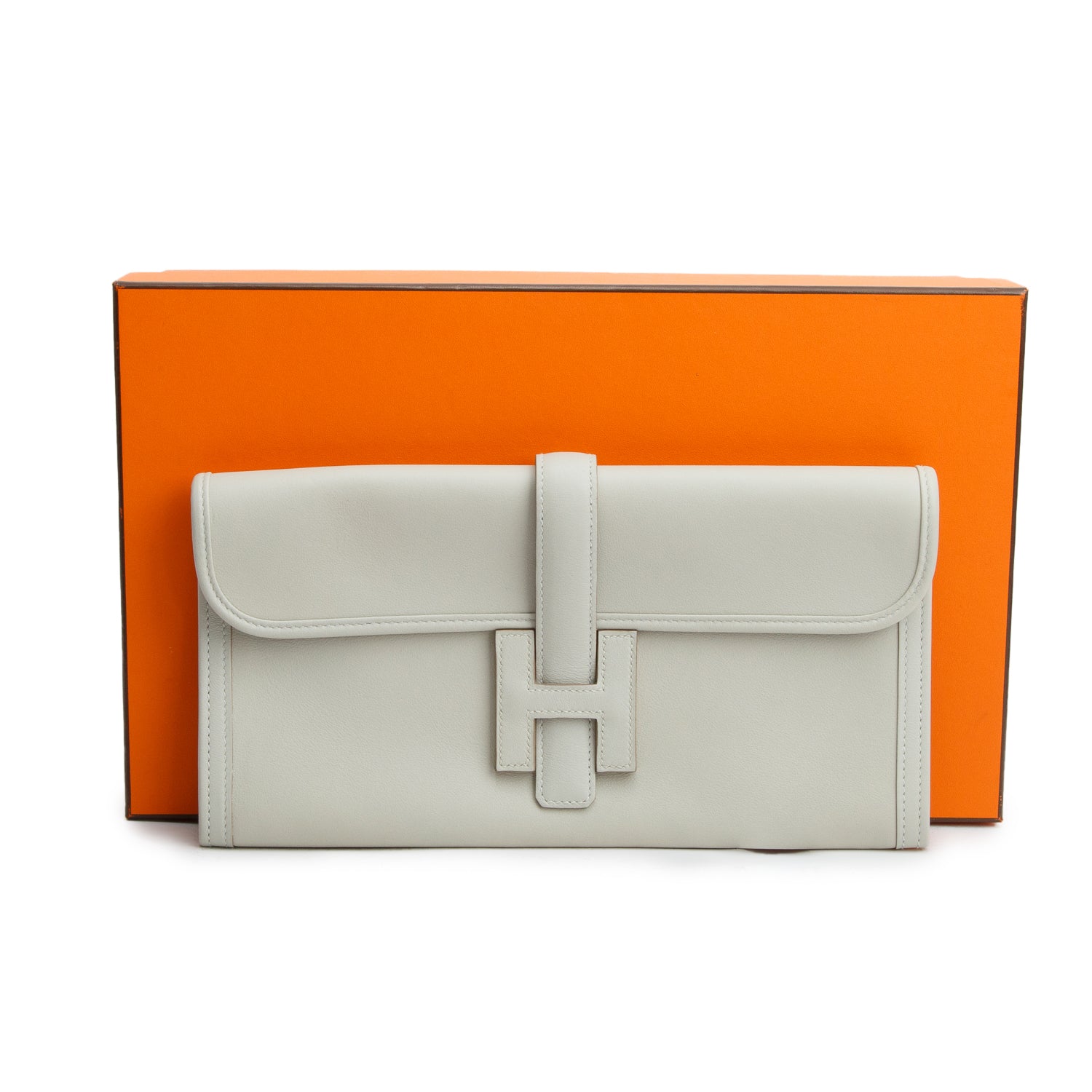 Hermes Craie Swift Leather Jige Elan 29 Clutch w/ Box