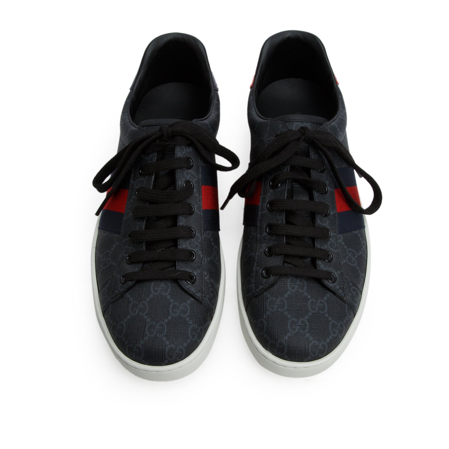 Gucci Grey GG Supreme Red Python Trim Web Ace Sneakers, Men's Size 9.5 w/ Box