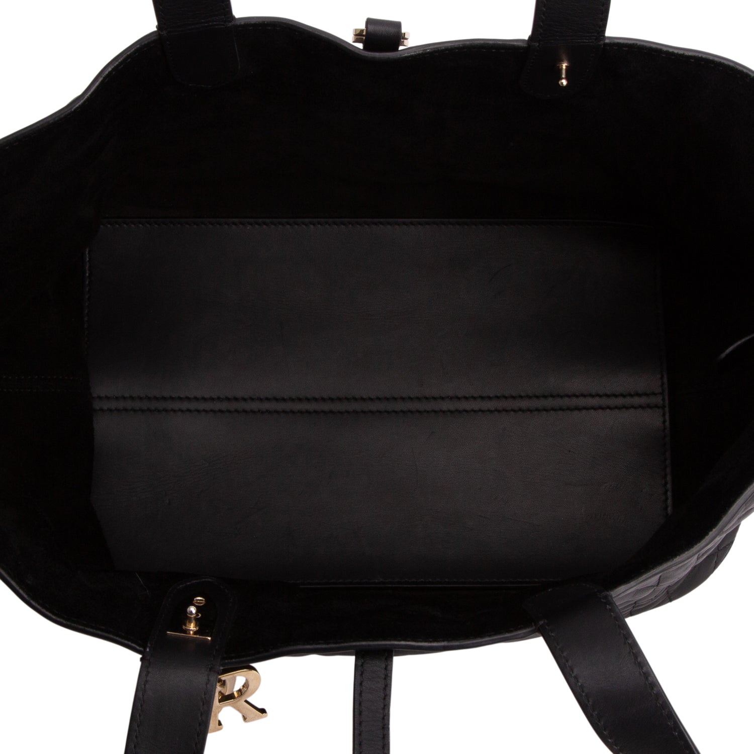 Christian Dior 2023 Black Calfskin Macrocannage Medium Toujours Tote w/ Pouch