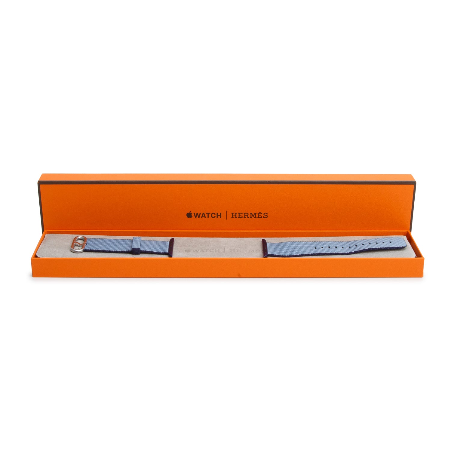 Hermes x Apple Blue Woven Nylon Single Tour 42 MM Watch Strap w/ Box