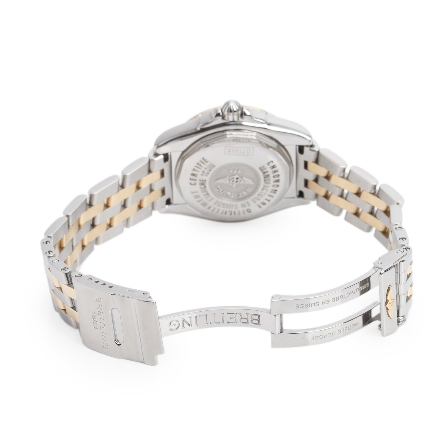 Breitling Stainless Steel & 18k Yellow Gold Galactic Cockpit 32 MM Quartz Watch Blue Diamond Dial D71356 w/ Box & Papers