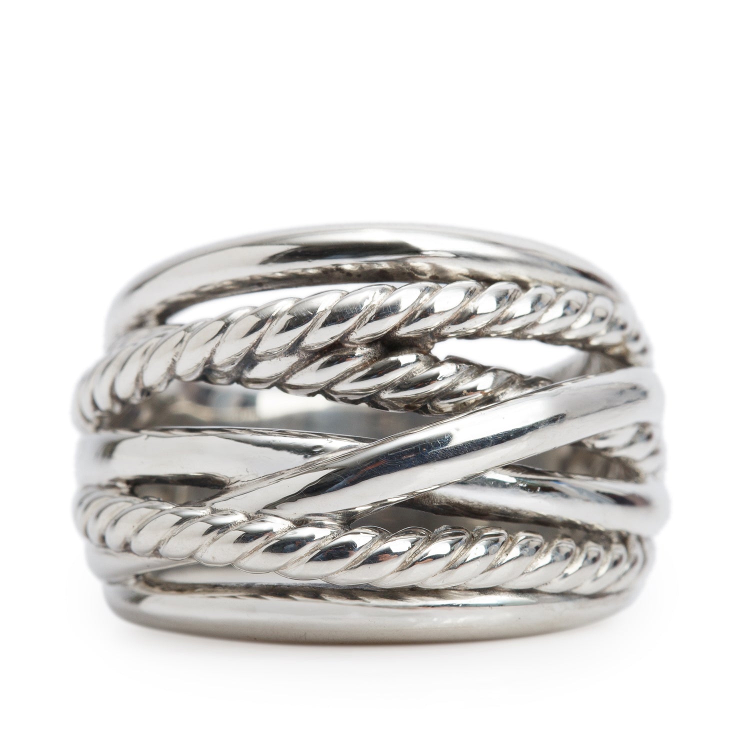 David Yurman Sterling Silver 17 MM Crossover Ring, Size 6.75