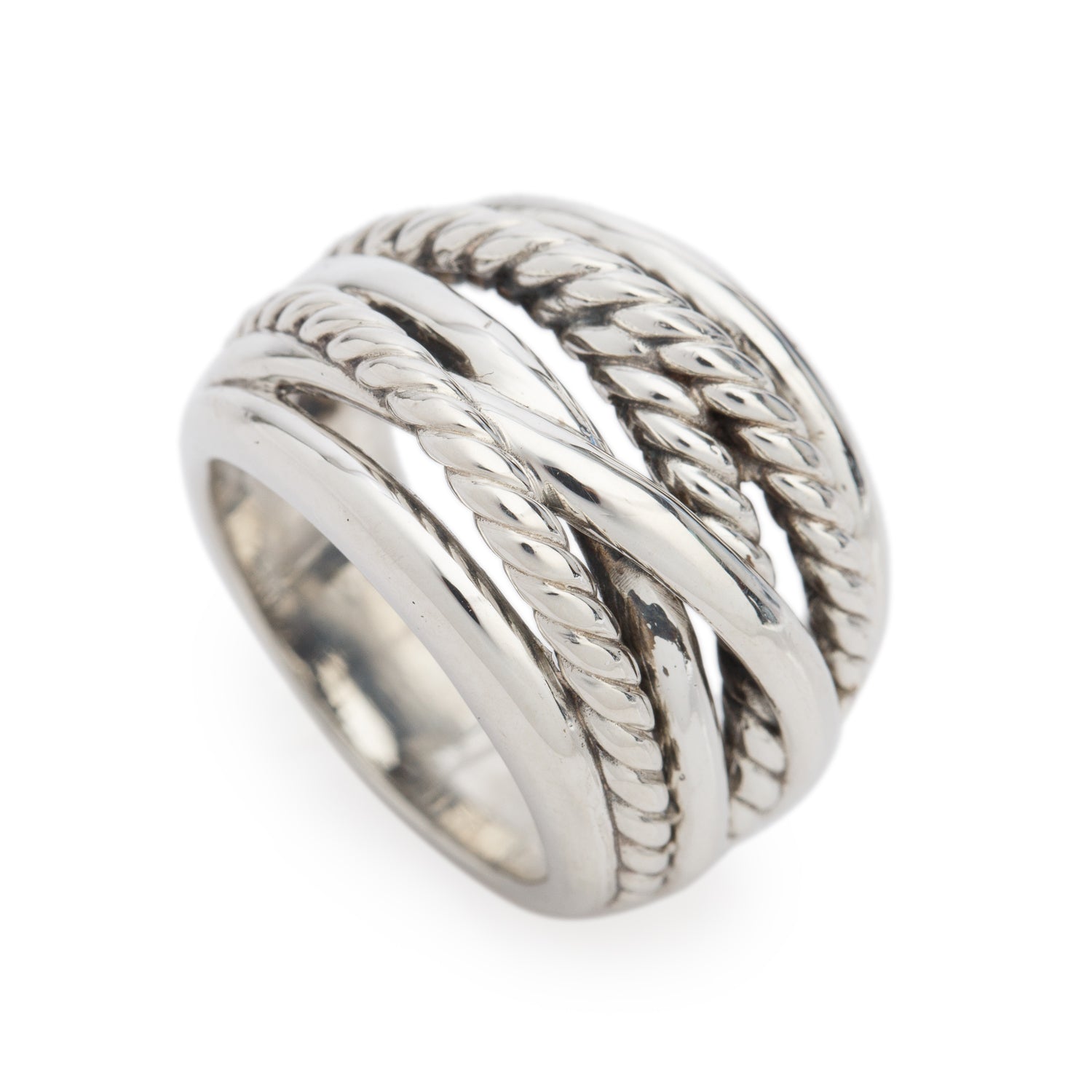 David Yurman Sterling Silver 17 MM Crossover Ring, Size 6.75