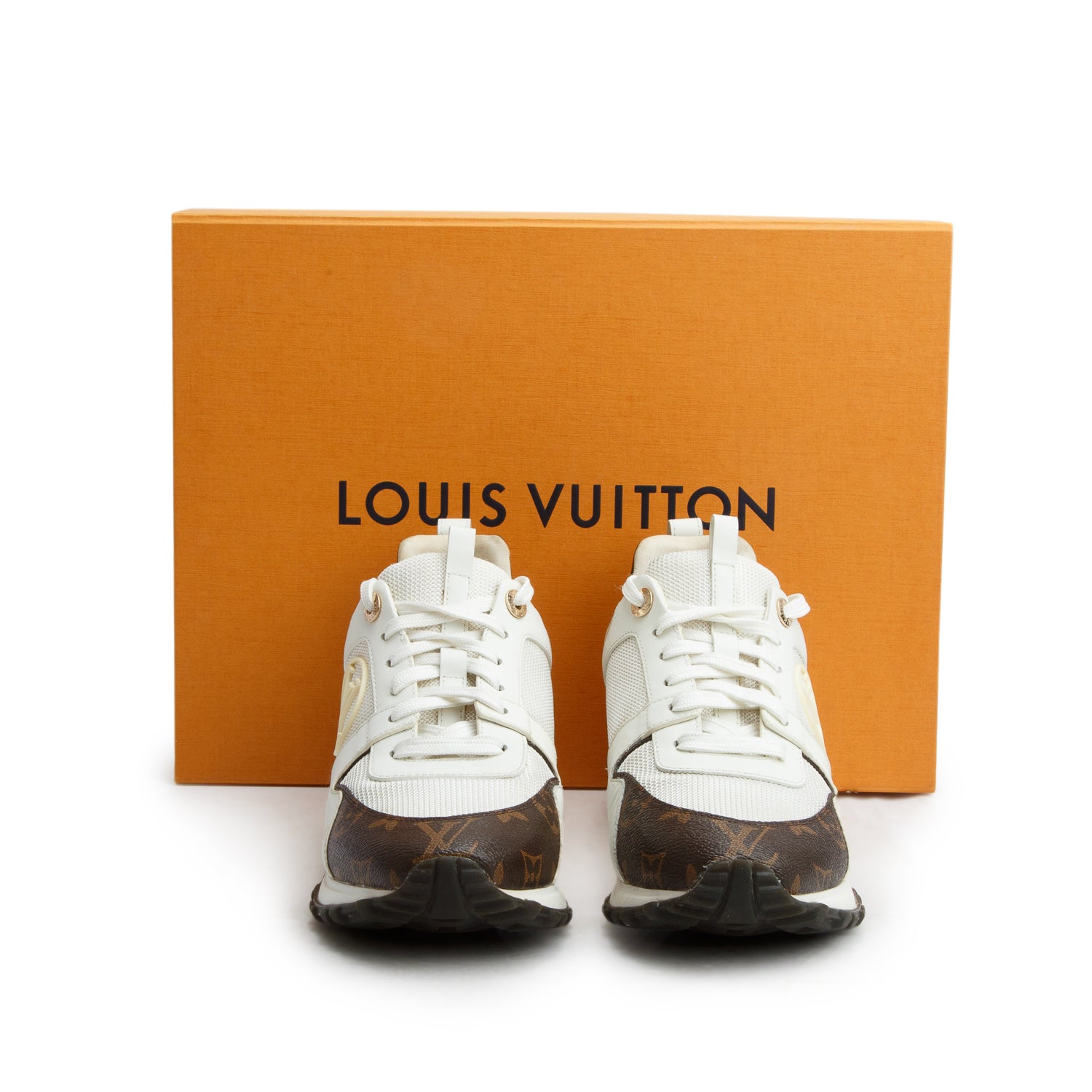 Louis Vuitton Monogram Mesh Calfskin Run Away LV Trainer Sneakers, Size 38 w/ Box