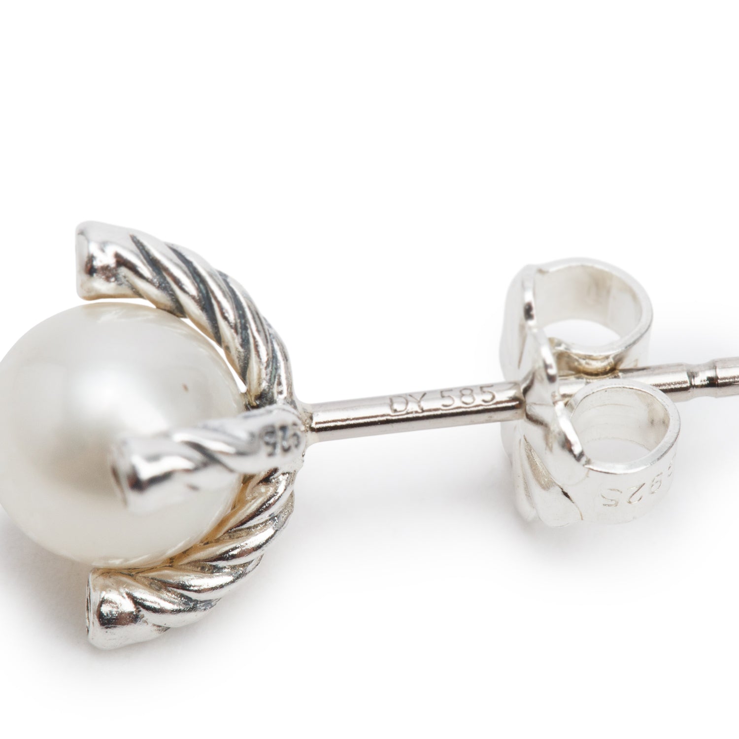 David Yurman Sterling Silver Pearl & Diamond Stud Earrings, 7.4MM