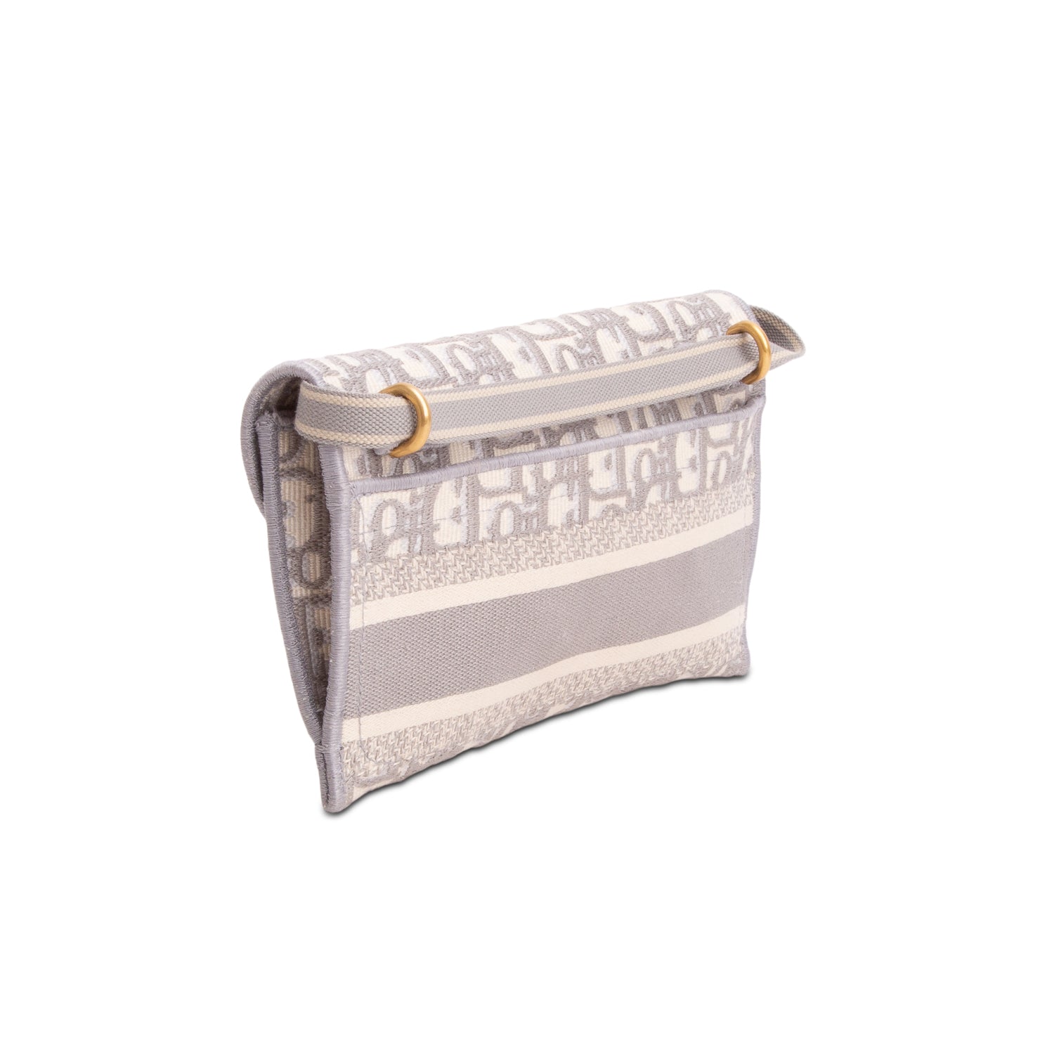 Christian Dior 2021 Grey Oblique Slim Saddle Pouch