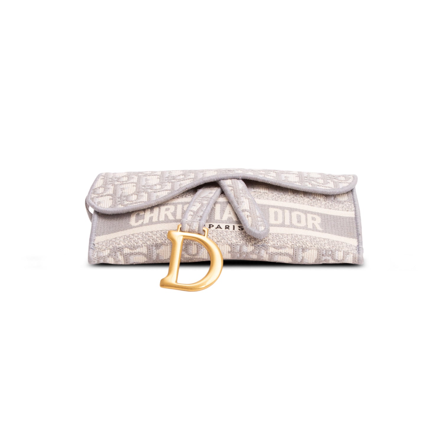 Christian Dior 2021 Grey Oblique Slim Saddle Pouch