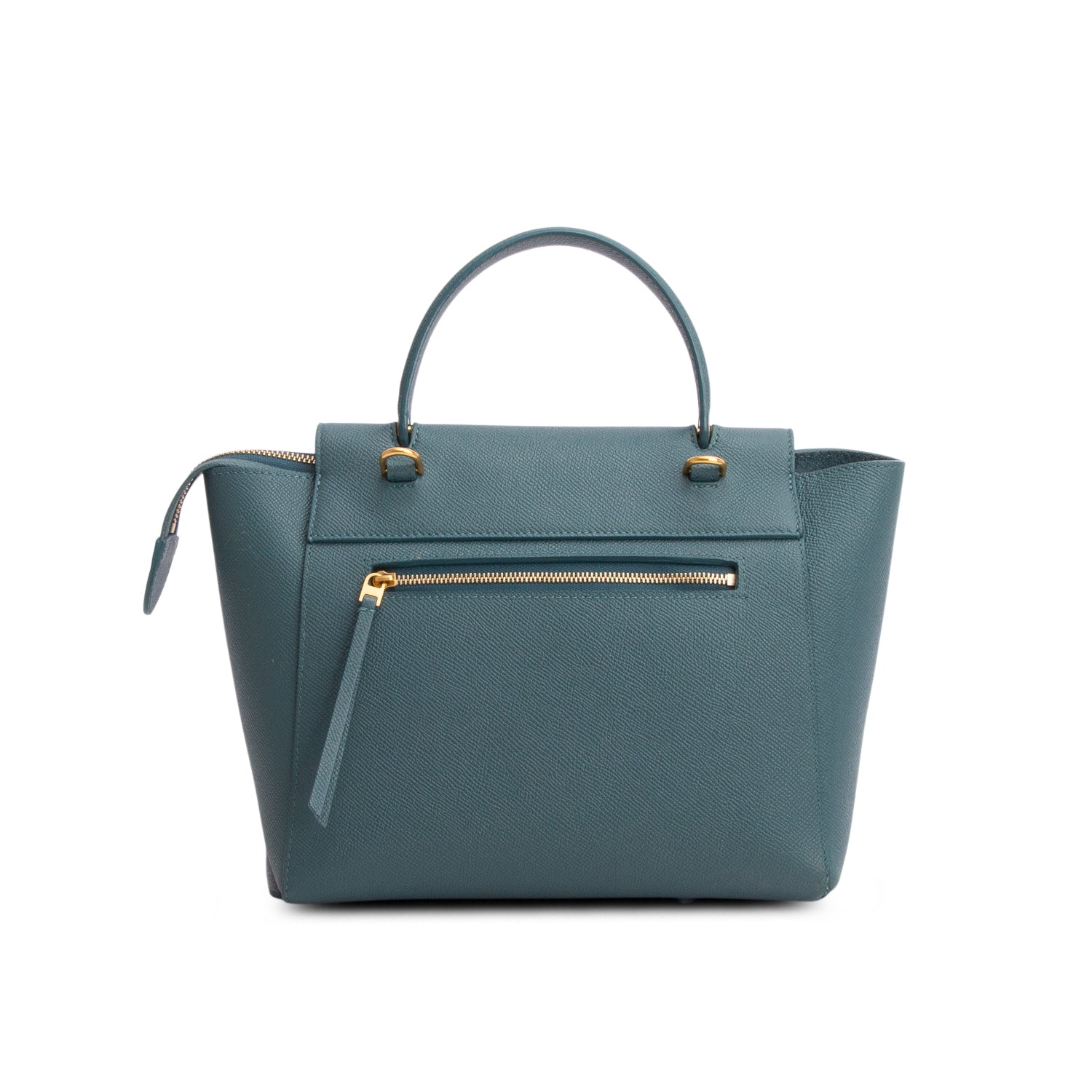 Celine 2020 Green Grained Calfskin Leather Nano Belt Bag w/ Strap