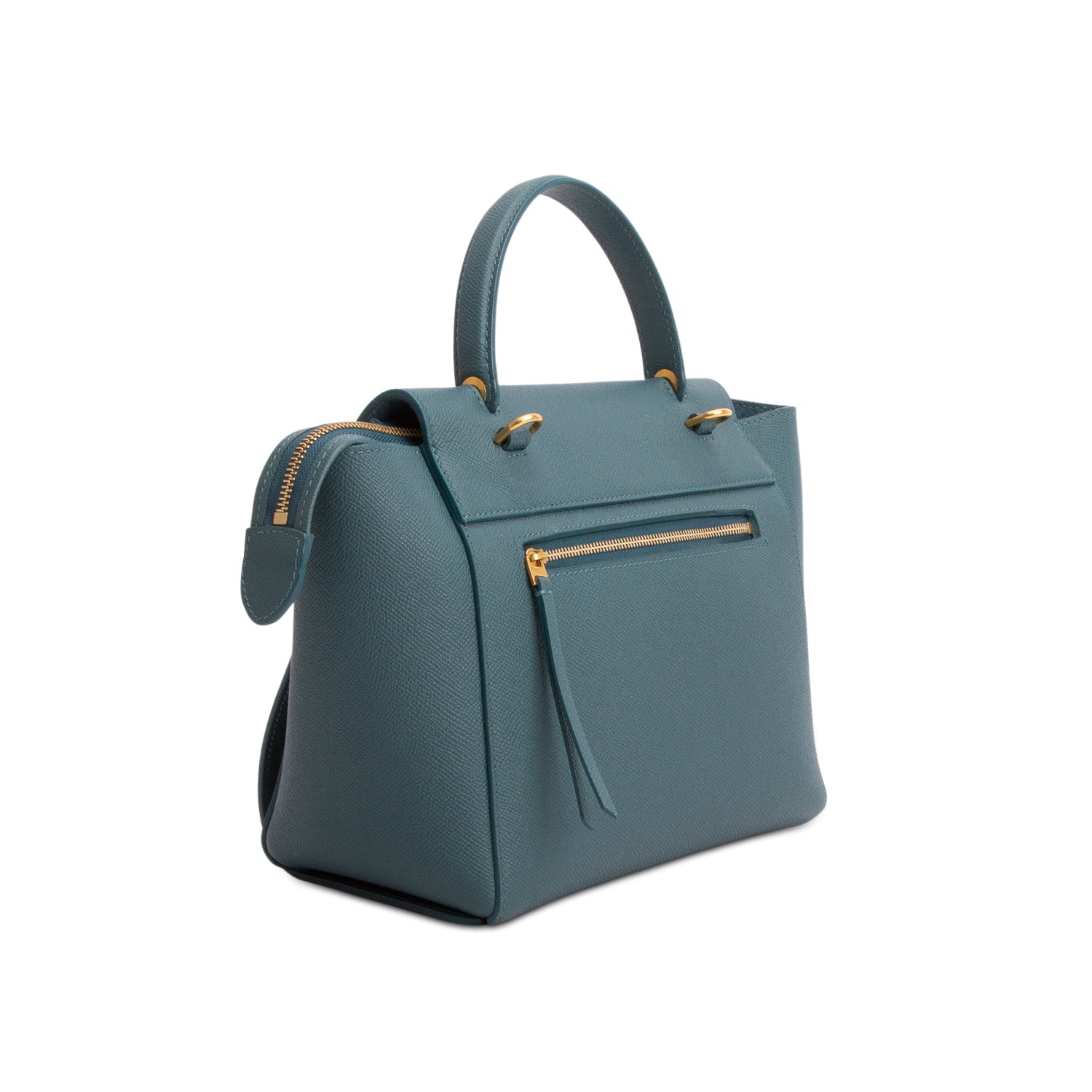 Celine 2020 Green Grained Calfskin Leather Nano Belt Bag w/ Strap