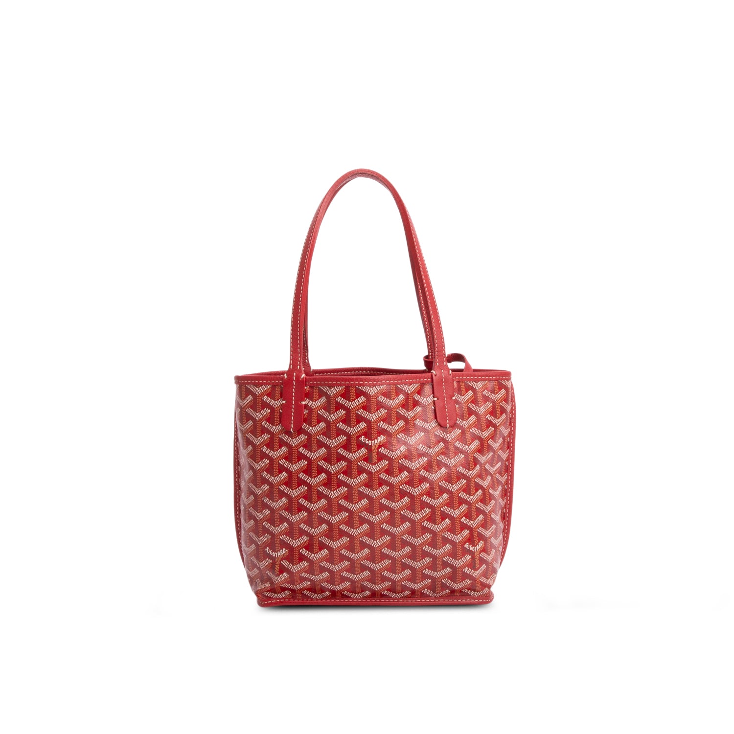Goyard 2024 Red Goyardine Reversible Mini Anjou w/ Pouch