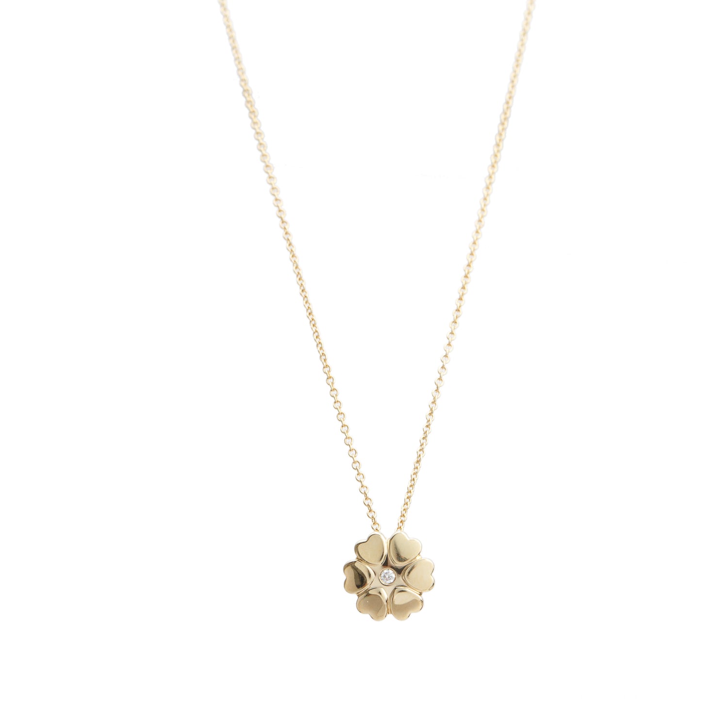 Tiffany & Co. Paloma Picasso 18k Yellow Gold Diamond Crown of Hearts Pendant Necklace w/ Box